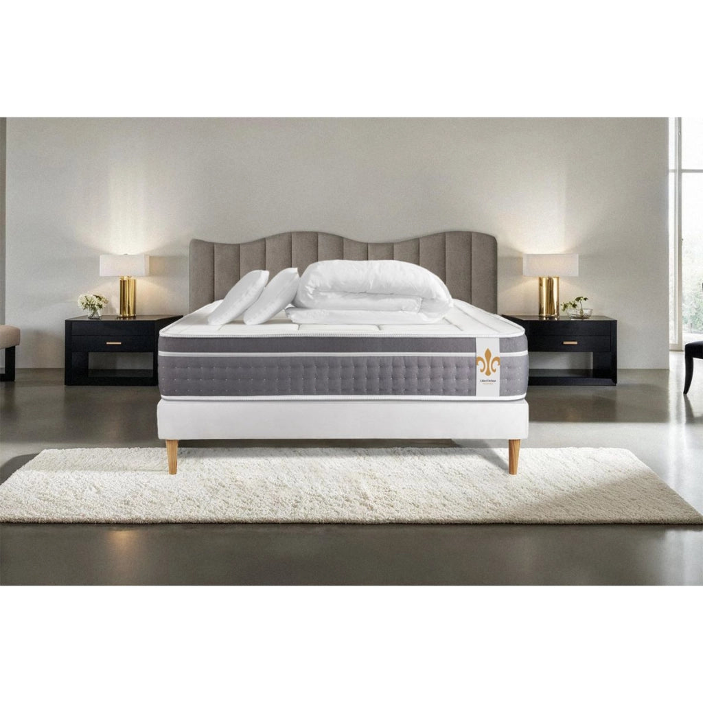 Pacchetto letto completo - Materasso 200x200cm + Box spring con doghe (kit) + 2 cuscini + Piumino - Trente