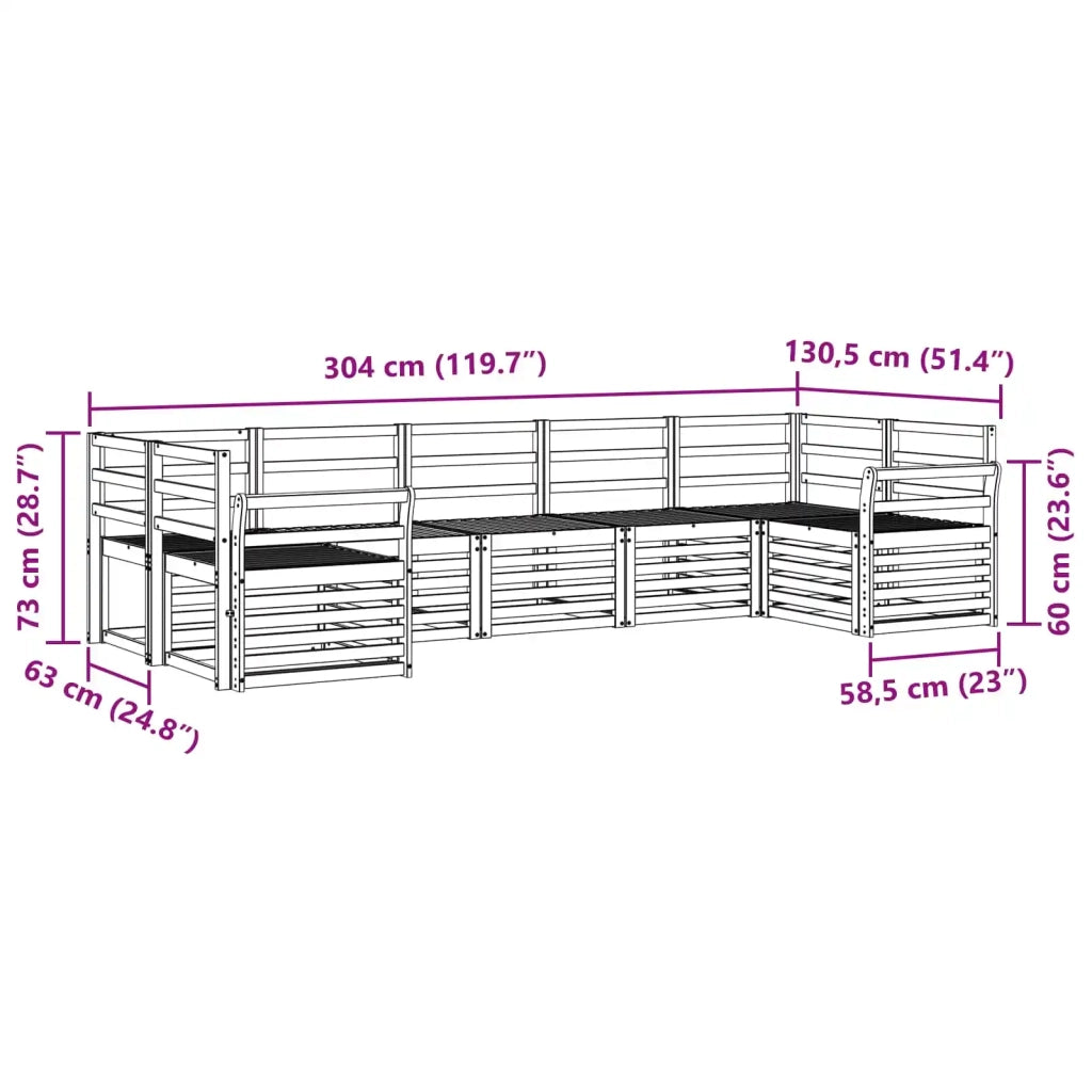 Set di divani da esterno 7 pcs Bianco 304 x 130,5 x 73 cm 3392434