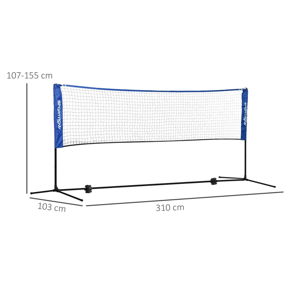 Set Rete Badminton/Tennis/Volley, Altezza Reg. 103/120/155 cm, Pieghevole, Interno/Esterno, Poliestere