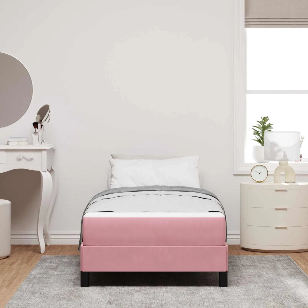 Letto a molle con materasso Rosa 80 x 200 cm Tessuto 3398658