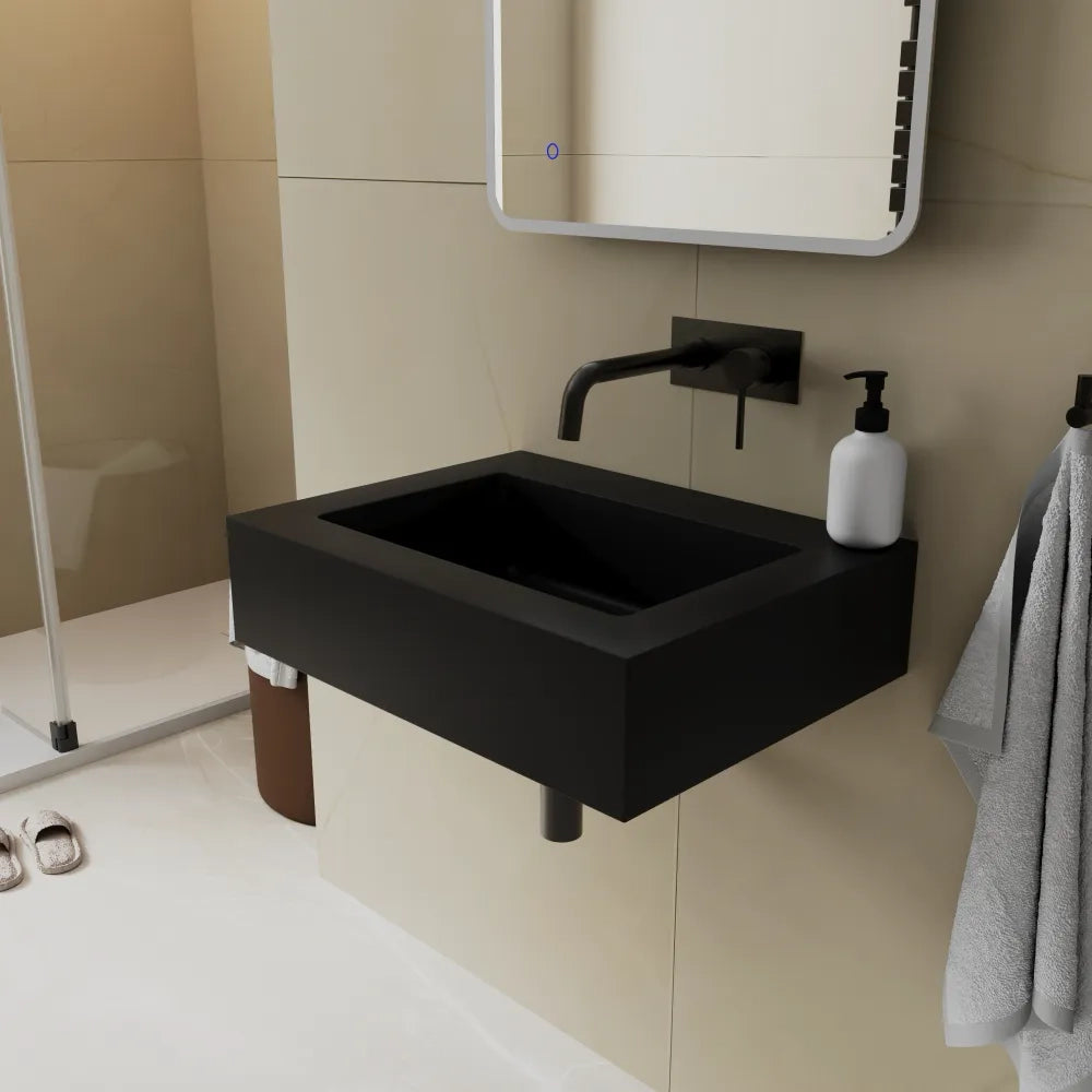 Lavabo sospeso in marmoresina 70cm nero opaco | Koro