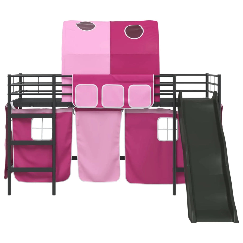Struttura del letto loft per bambini Nero e rosa 107 x 200 cm 42020849