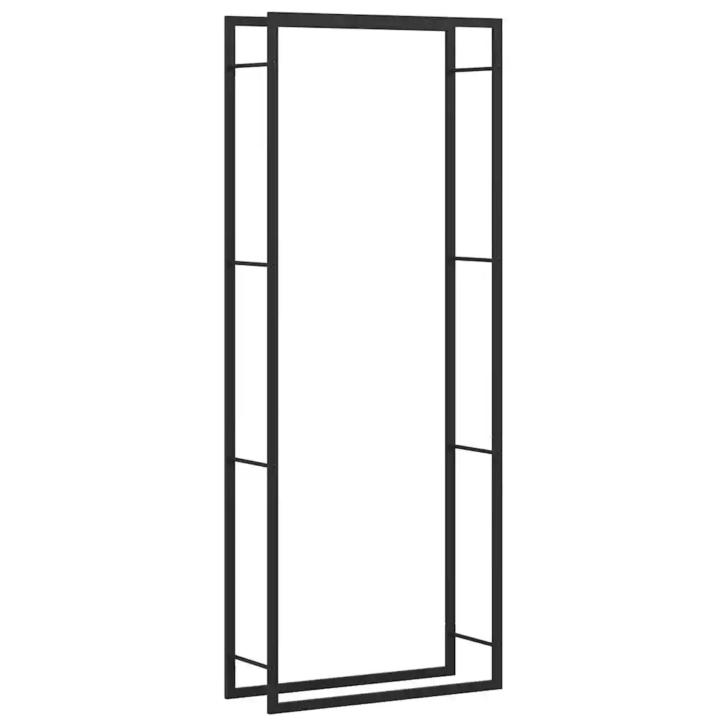 Portalegna Nero Opaco 80x28x222 cm Acciaio 350309