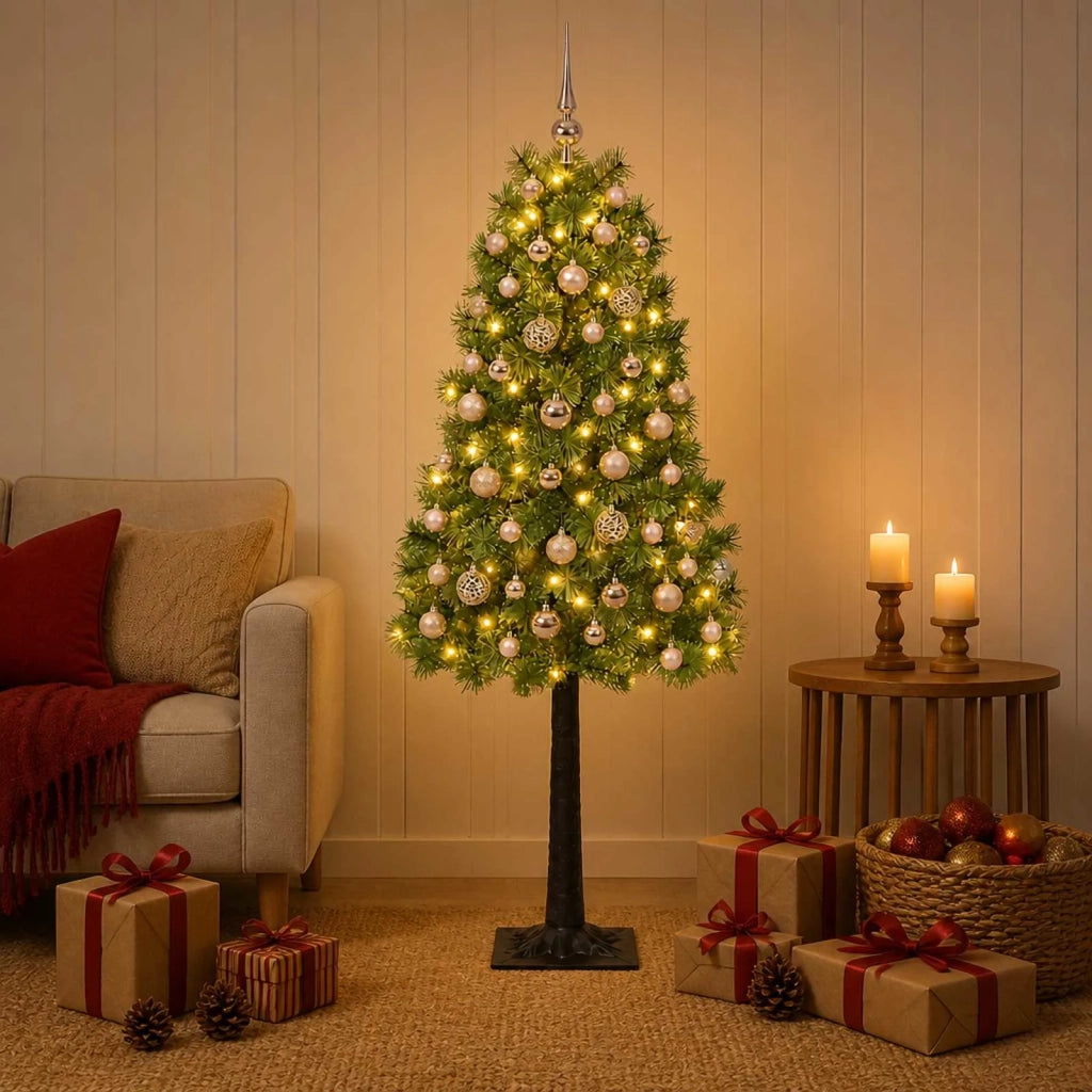 Albero di Natale artificiale con rami snodati e palline 180 cm 3466761