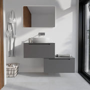 Mobile bagno sospeso modulare 60cm grigio opaco due cassetti con top | Bako