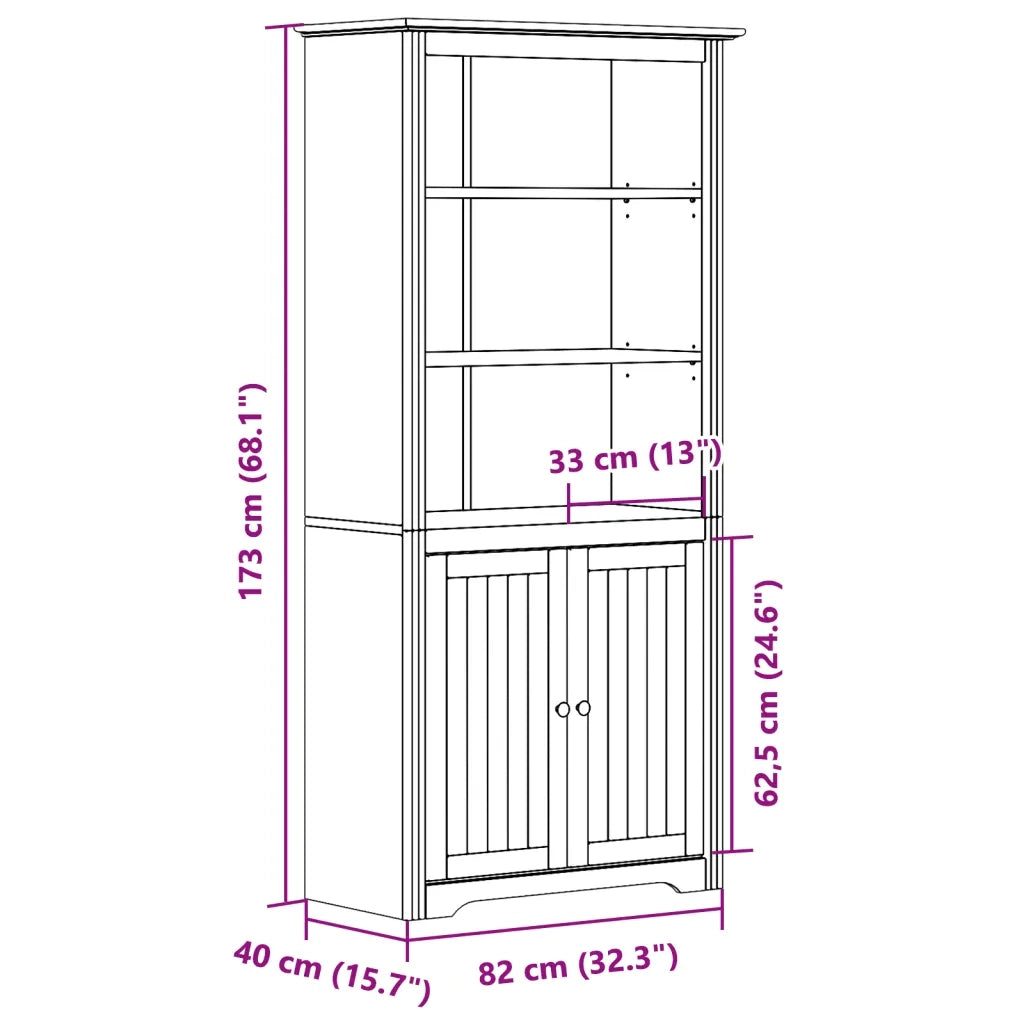Libreria BODO 82x40x173 cm in Legno Massello di Pino Grigio 355058