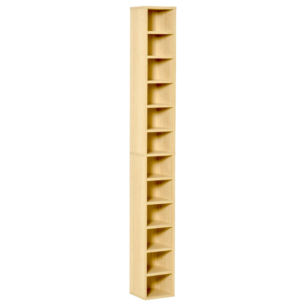 Libreria per CD e DVD con 12 scomparti ¨C Minimal ¨C 21x20x175 cm legno naturale