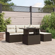 Set Divano da Giardino con cuscino 6 pcs Marrone polyrattan