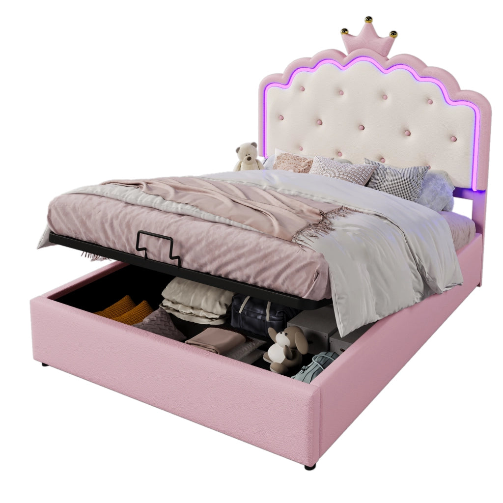 letto imbottito pu rosa 140 x 200 cm