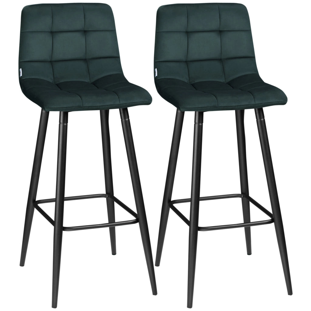 Sgabelli da Bar ¨C Zephmum ¨C Verde Velluto 2 Pezzi