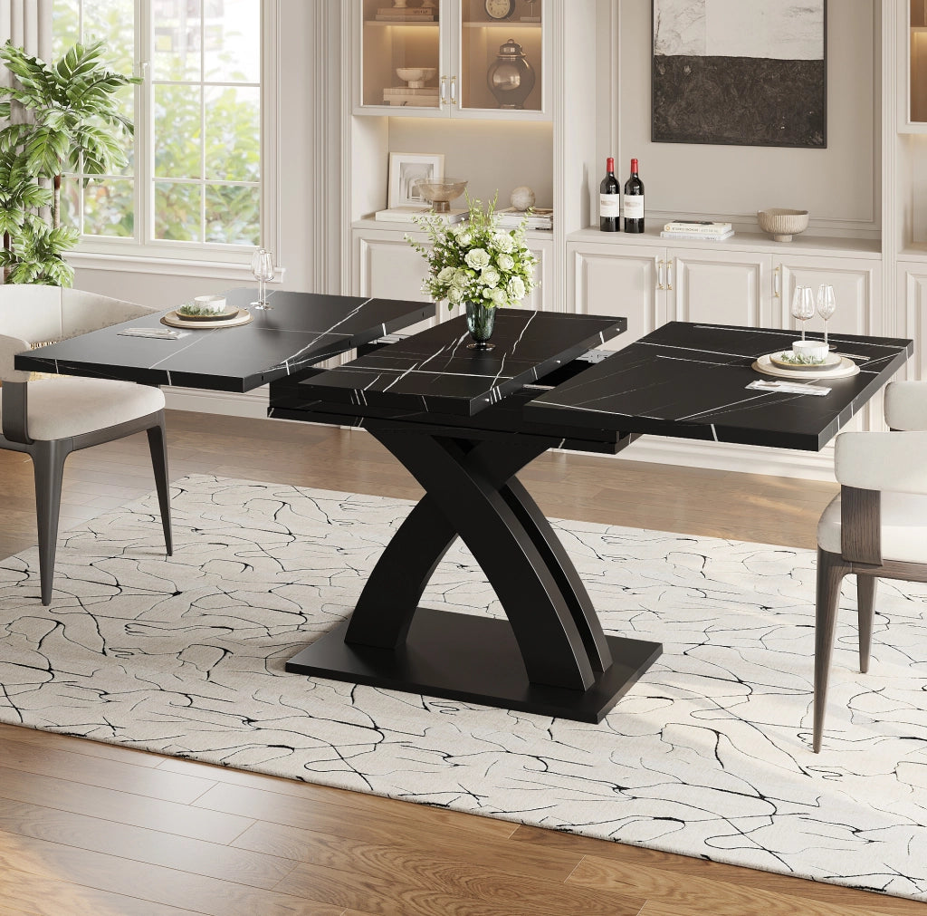 Tavolo da pranzo allungabile 120x80x76 cm in MDF nero