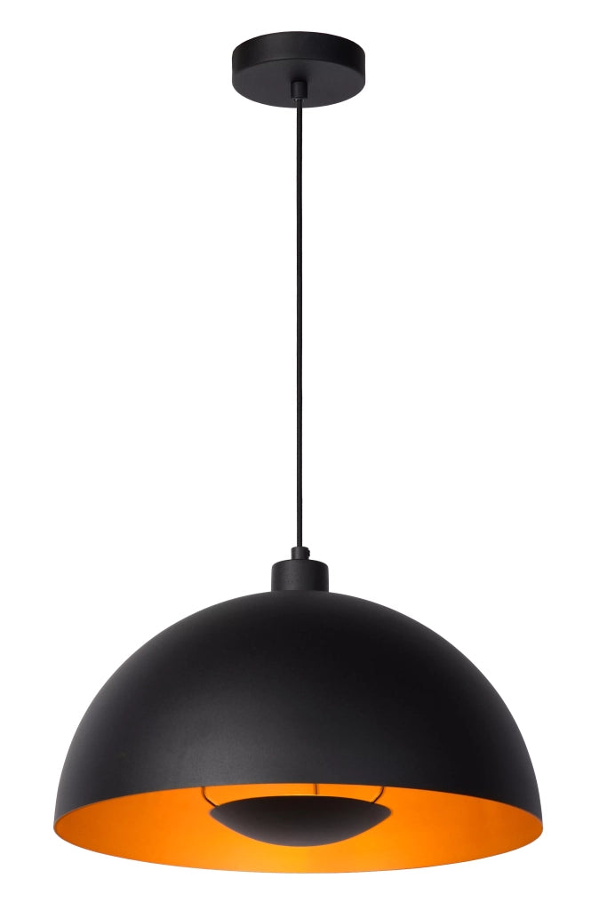 Lampada a sospensione Lucide Siemon nera oro E27 Ø40
