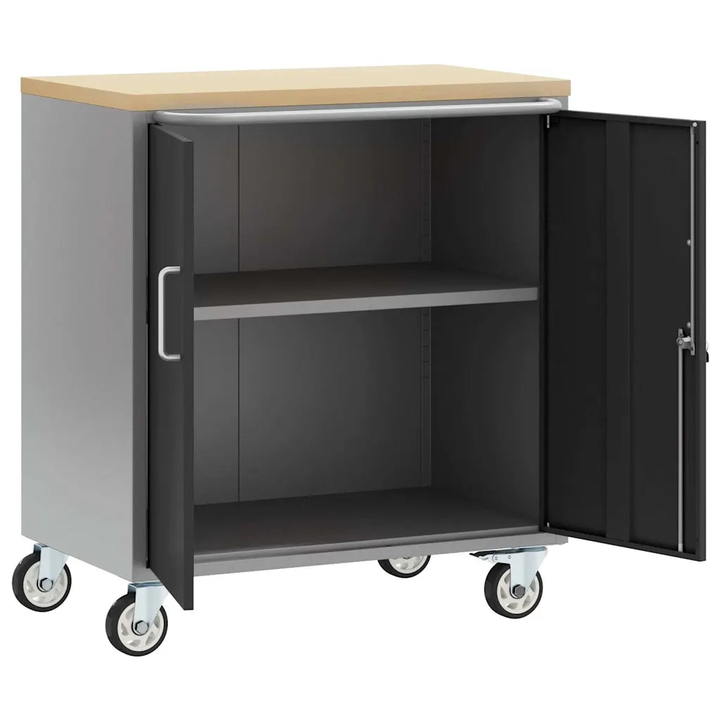 Banco da lavoro con lo scaffale Nero e Grigio 75 x 45 x 85 cm CFW6927543