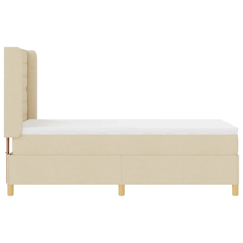 Letto a molle con materasso Crema 80 x 200 cm Tessuto