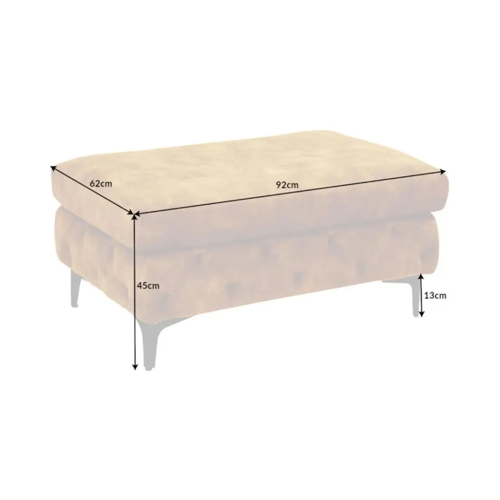 Pouf VELENA giallo senape – Pouf barocco in velluto con piedi in metallo neri