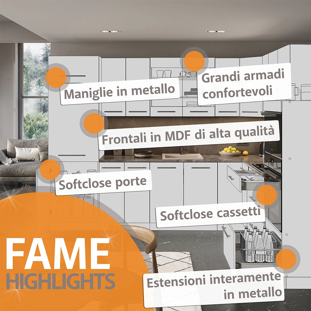 Mobiletto base per cucina Fame-Line GrigioBeige/Rovere dorato 40 cm, PL Antracite Vicco