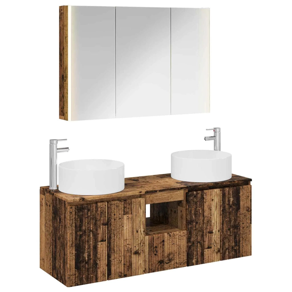 Set di Armadi da Bagno 4 pz Legno antico Legno ingegnerizzato 3406589