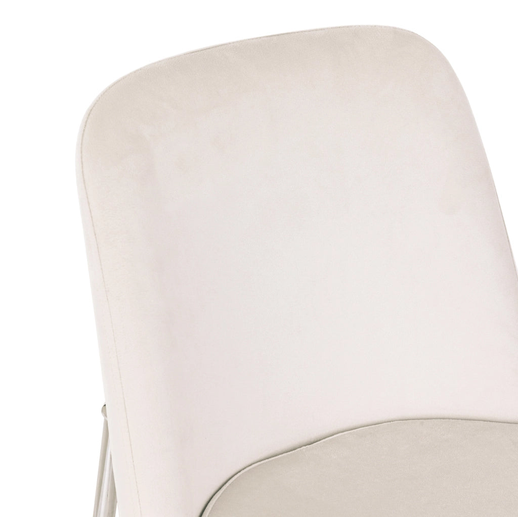 Set di 4 sedie da pranzo in velluto beige con struttura in metallo cromato