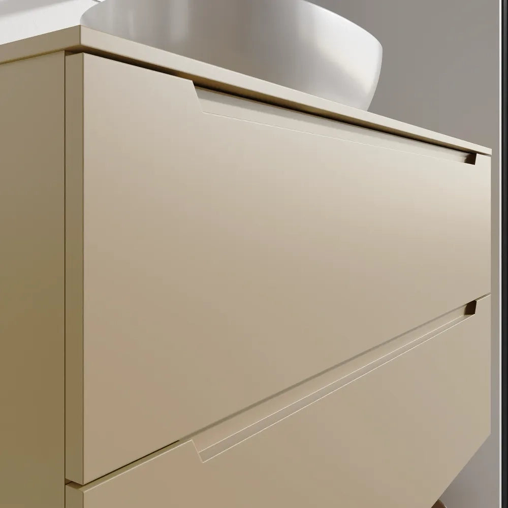 Mobile bagno sospeso 100cm sabbia opaco due cassetti soft-close con top | Bako