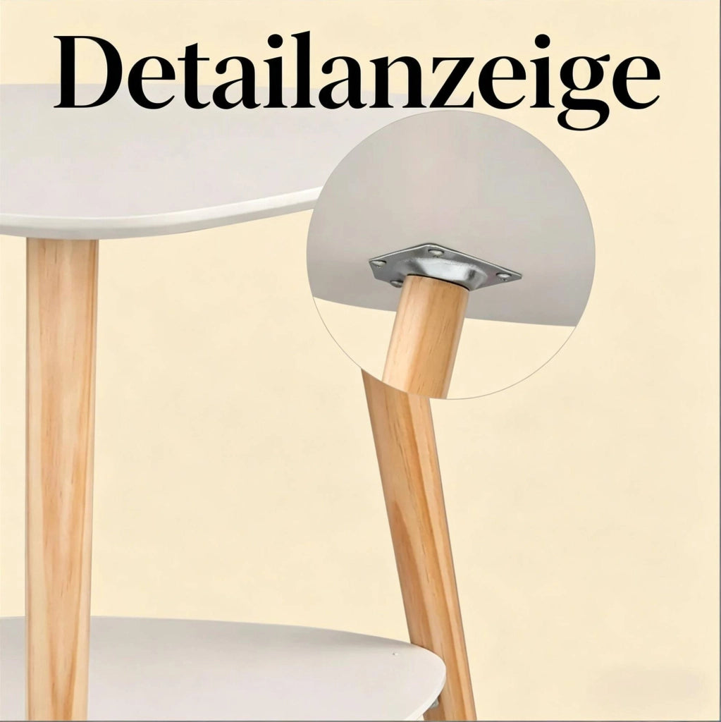 Tavolino Laterale Bianco con Due Ripiani in MDF e Legno Massello 50x40x55 cm