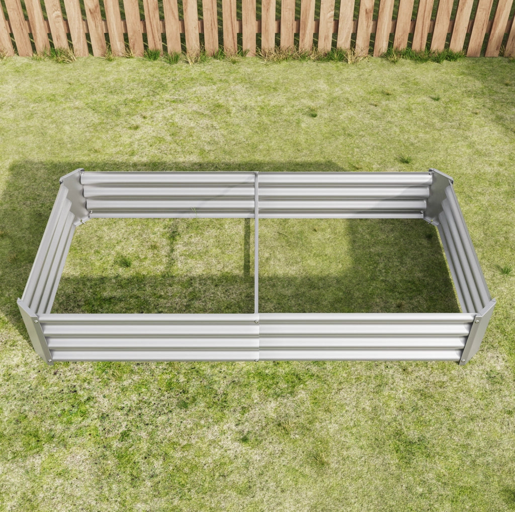 Letto rialzato da giardino in acciaio zincato 180x91x30 cm, senza fondo, ideale per ortaggi, erbe aromatiche e fiori