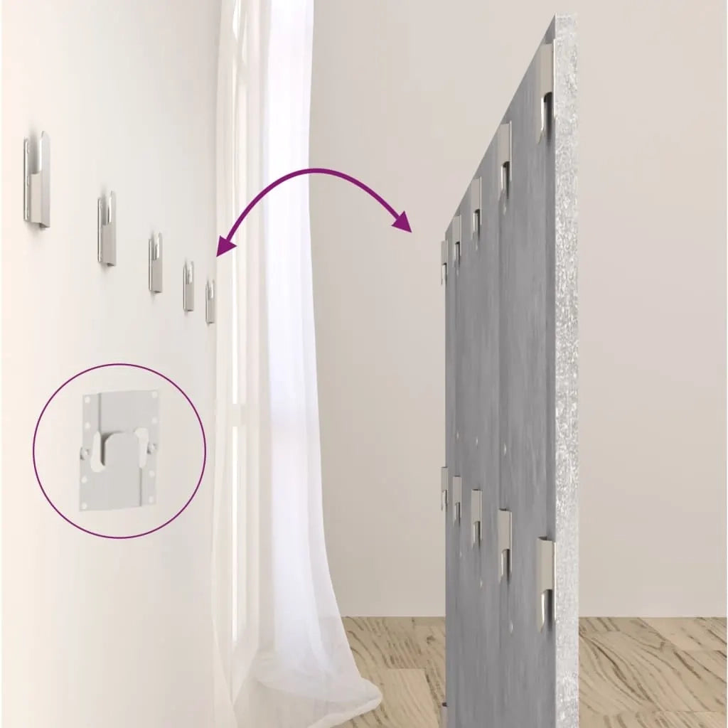 Testiera Letto con Comodini-Testiera con Contenitore in Legno Multistrato Grigio Cemento 726355