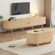 Set mobile TV e tavolino 170 cm e 100 cm in MDF color noce chiaro