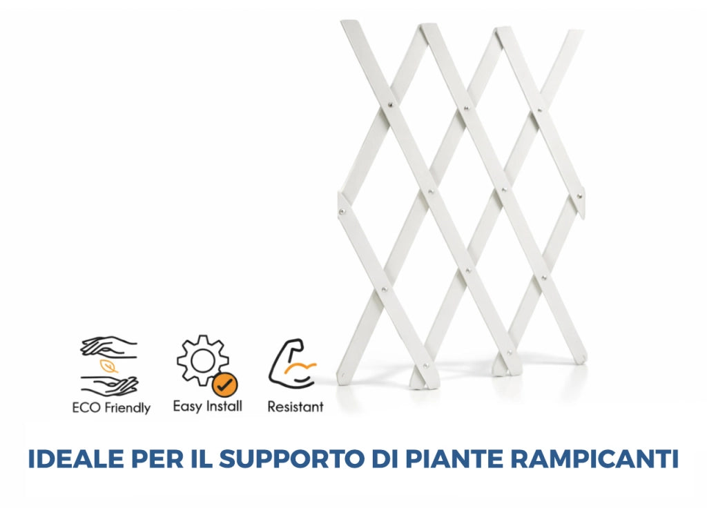 Traliccio Estensibile In PVC Per Piante Rampicanti Recinzione Giardino Balcone - 100x100 - Bianco