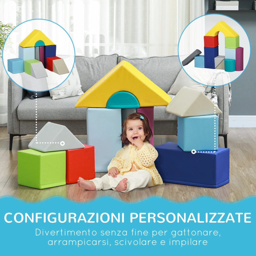 Set 11 Costruzioni Morbide per Bambini 1-3 Anni in PU e EPE Multicolore