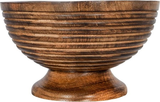 Scaletta in legno naturale per insalata verdure e frutta - grande ciotola profonda per famiglie e feste (Ring Bowl)