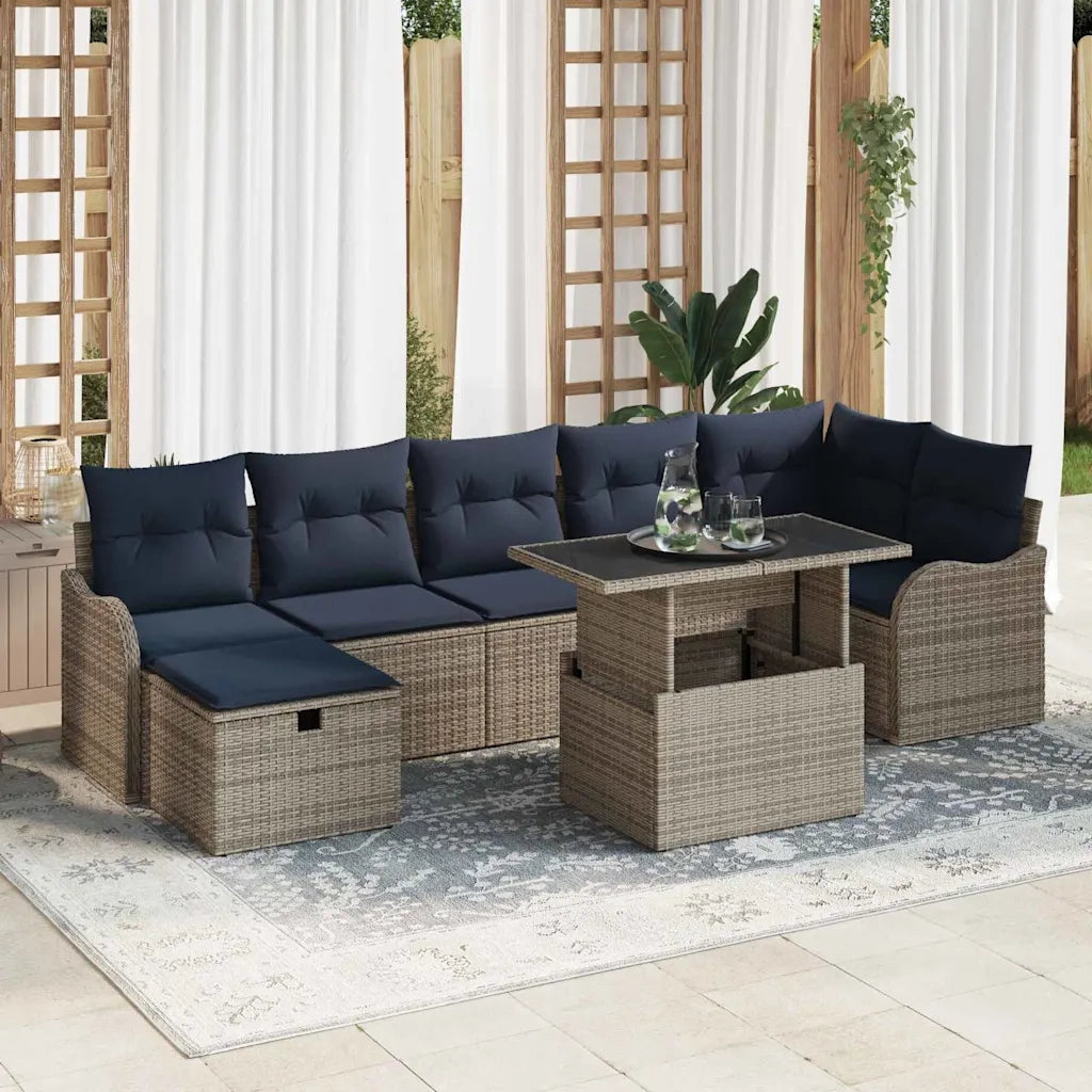 Set Divano da Giardino 8 pz Grigio polyrattan 3359732
