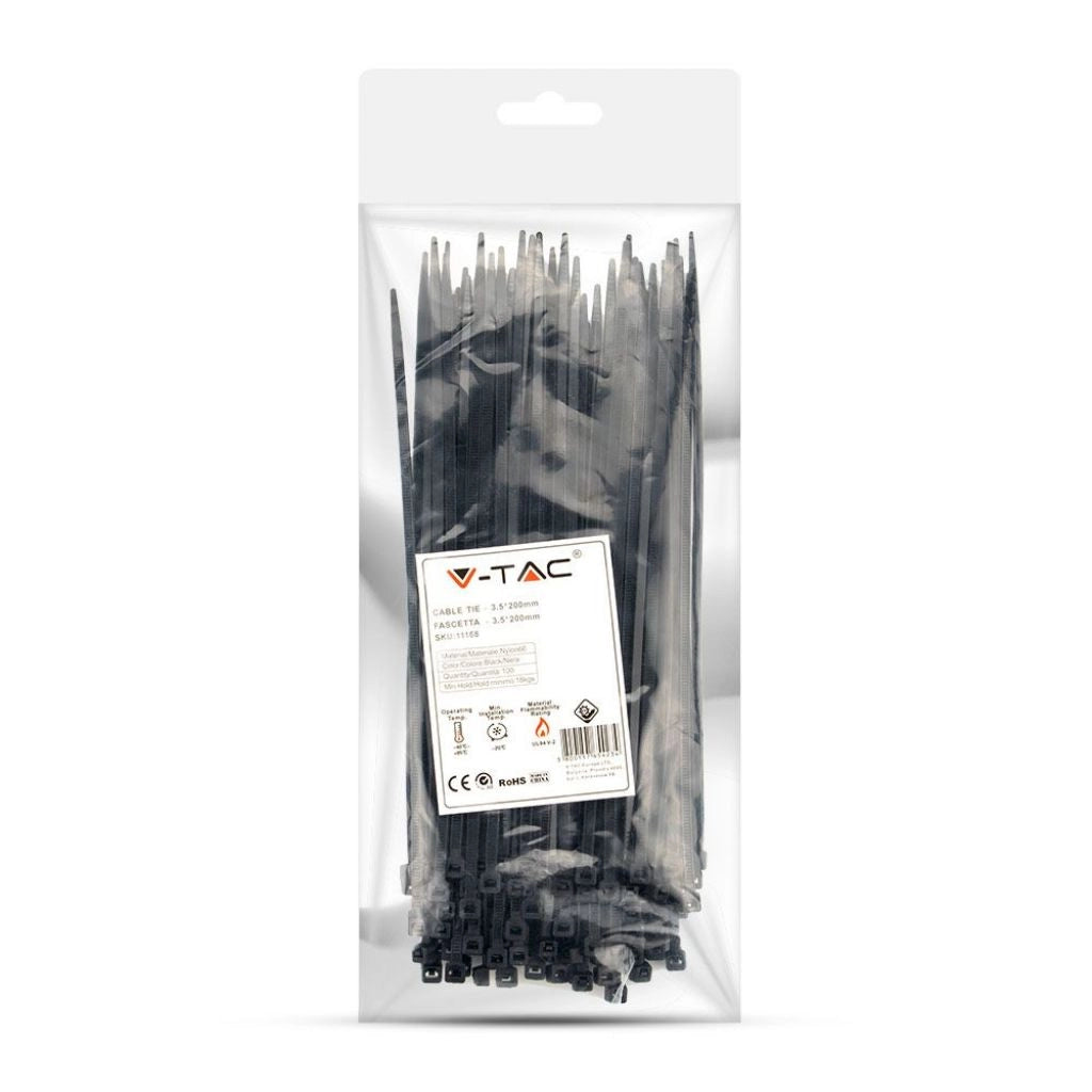 Cravatto per cavi - 3,5* 200 mm neri 100pcs/pacchetto