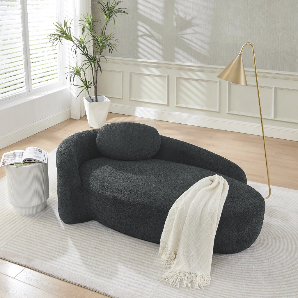 Divano Morbido in Tessuto Teddyfleece con Cuscini ¨C MINIMAL ¨C Nero