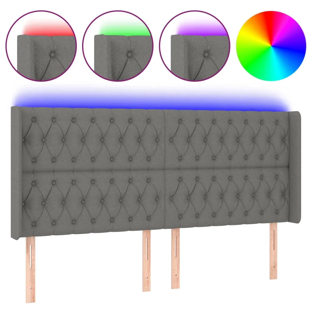 Testiera | Testata a LED GrigioScuro 183x16x118/128cm inTessuto
