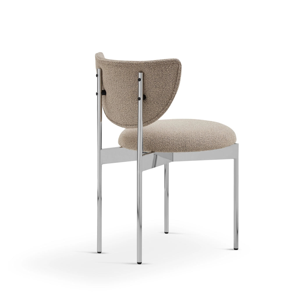 Set di 2 sedie da pranzo in stile scandinavo con struttura in acciaio inox e rivestimento in tessuto, misure compatte 78x60x56 cm, colori Khaki e Crema