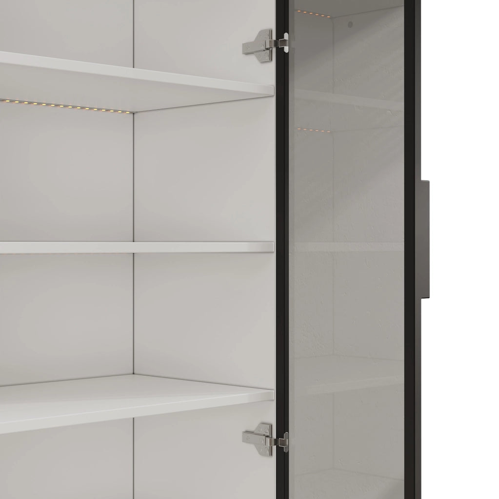 VETRINA LED 60x40x160 cm Bianca con Vetro Grigio e 2 Ante