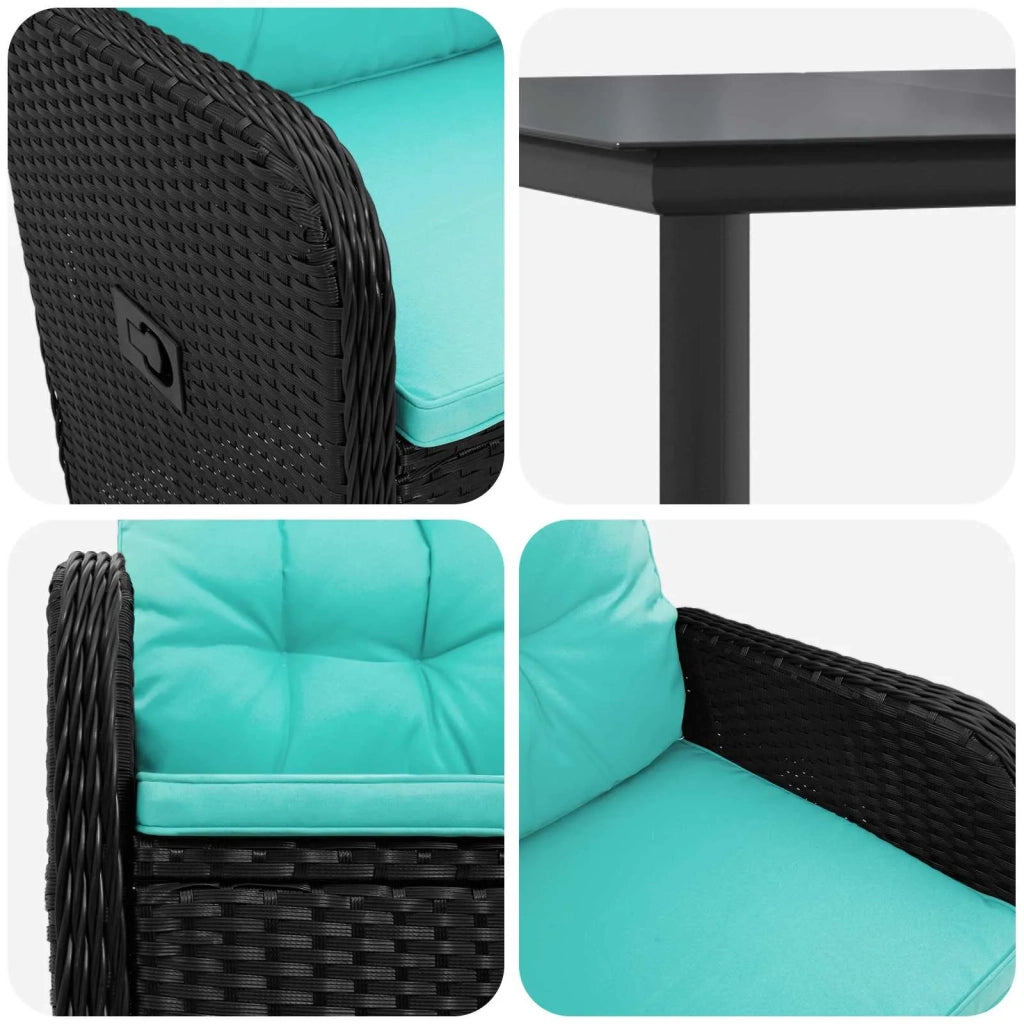 Set da Pranzo per Giardino 5 pz Nero e Turchese 3422488