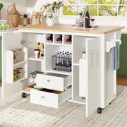 CARRELLO Cucina con piano ribaltabile 137,9x73x92,2 cm MDF bianco con ruote