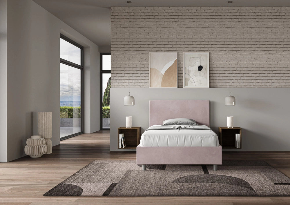 Letto Singolo 80x200 cm con Rete e Contenitore Adele Glicine