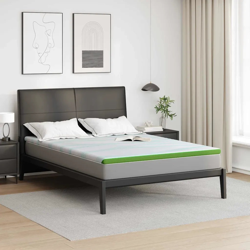 Topper per materasso Bianco e Verde 140 x 200 cm CFW3956755