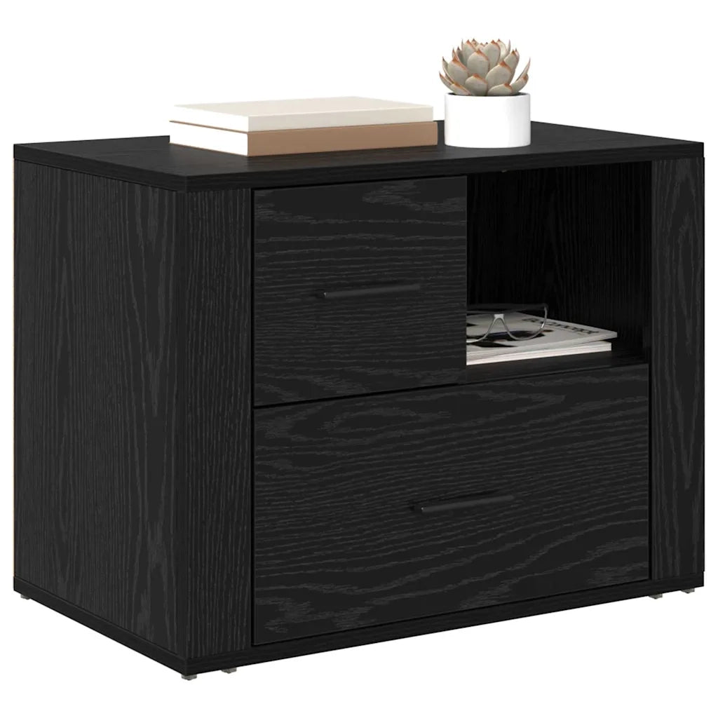 Armadio da Notte Rovere Nero 35 x 60 x 50 cm Legno multistrato 881089
