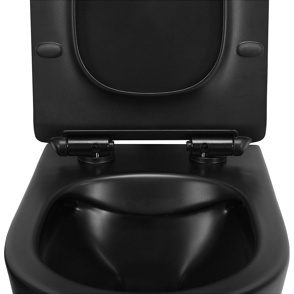 Copriwc a sgancio rapido originale in termoindurente ultraslim soft-close nero opaco Tokyo