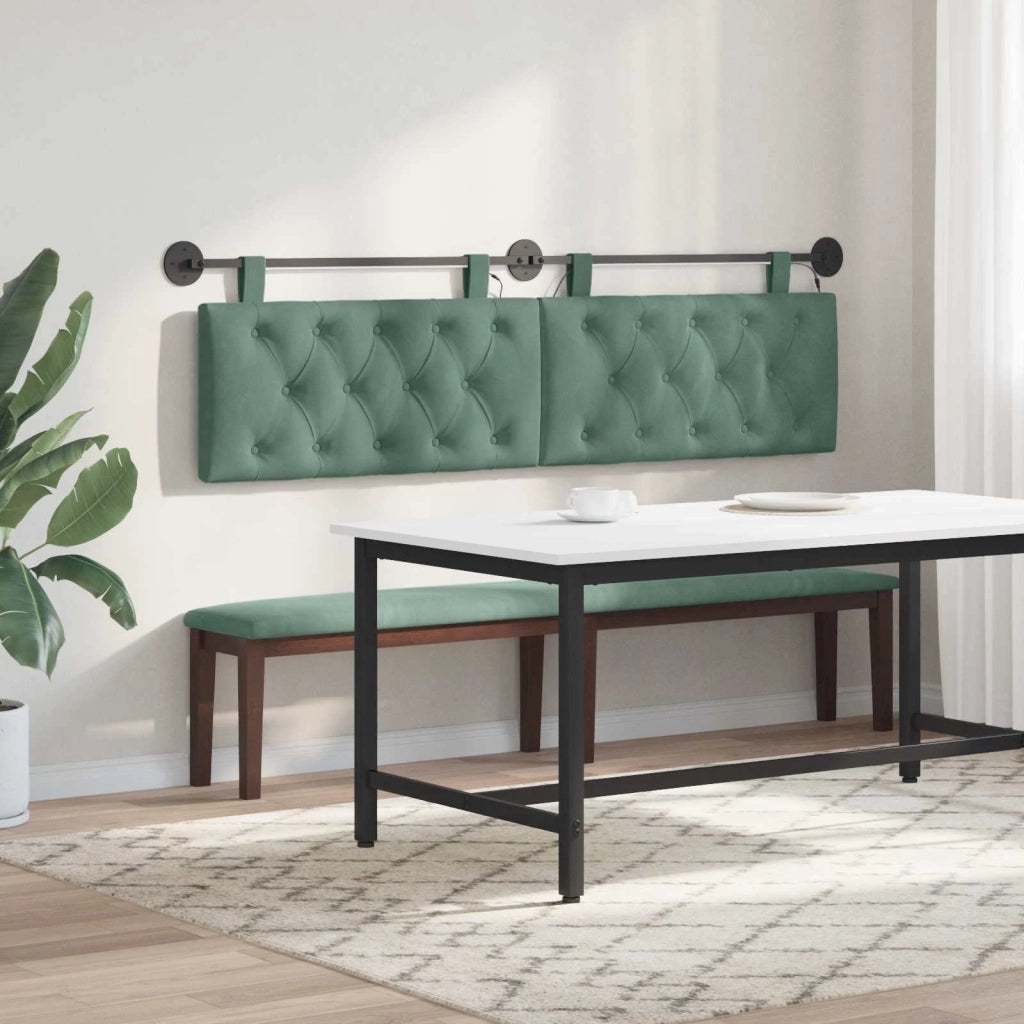 Testiera | Testata sospesa Con luce LED Verde Mare Velluto