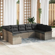 Set Divano da Giardino 9 pcs Grigio polyrattan