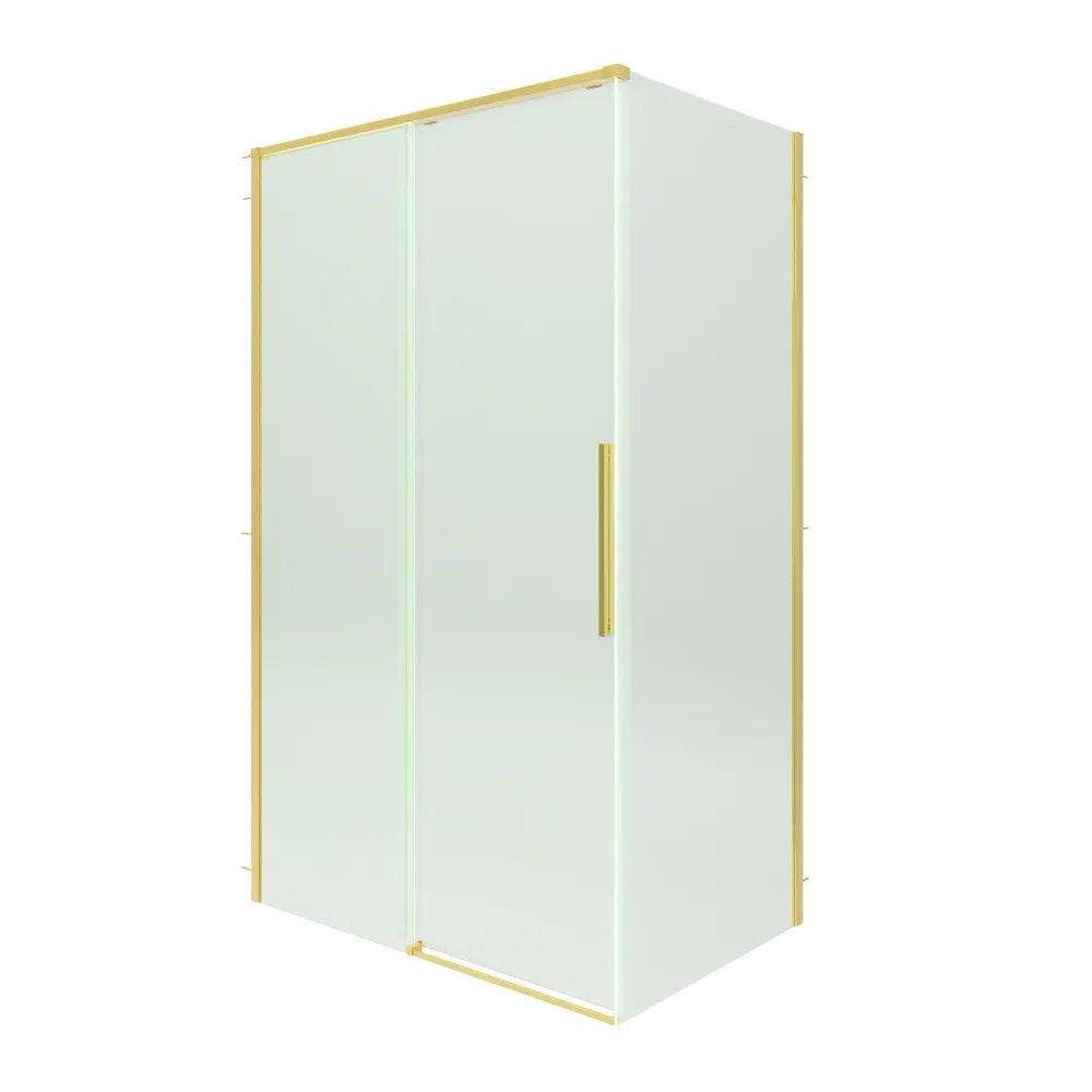 Box doccia 130x70cm scorrevole profili oro spazzolato vetro 8mm trasparente anticalcare h200 | Gili
