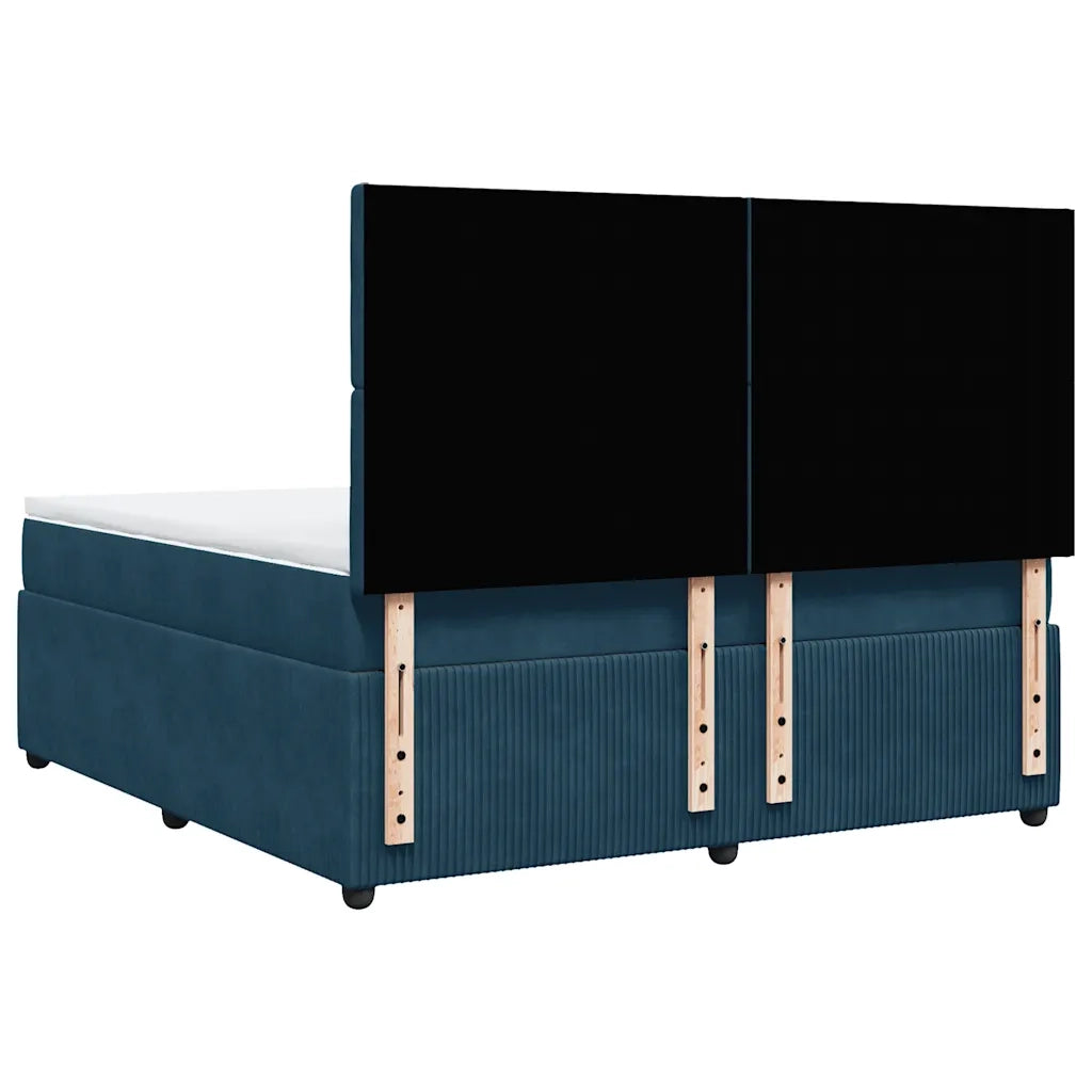 Giroletto a Molle con Materasso Blu Scuro 180x200 cm in Velluto