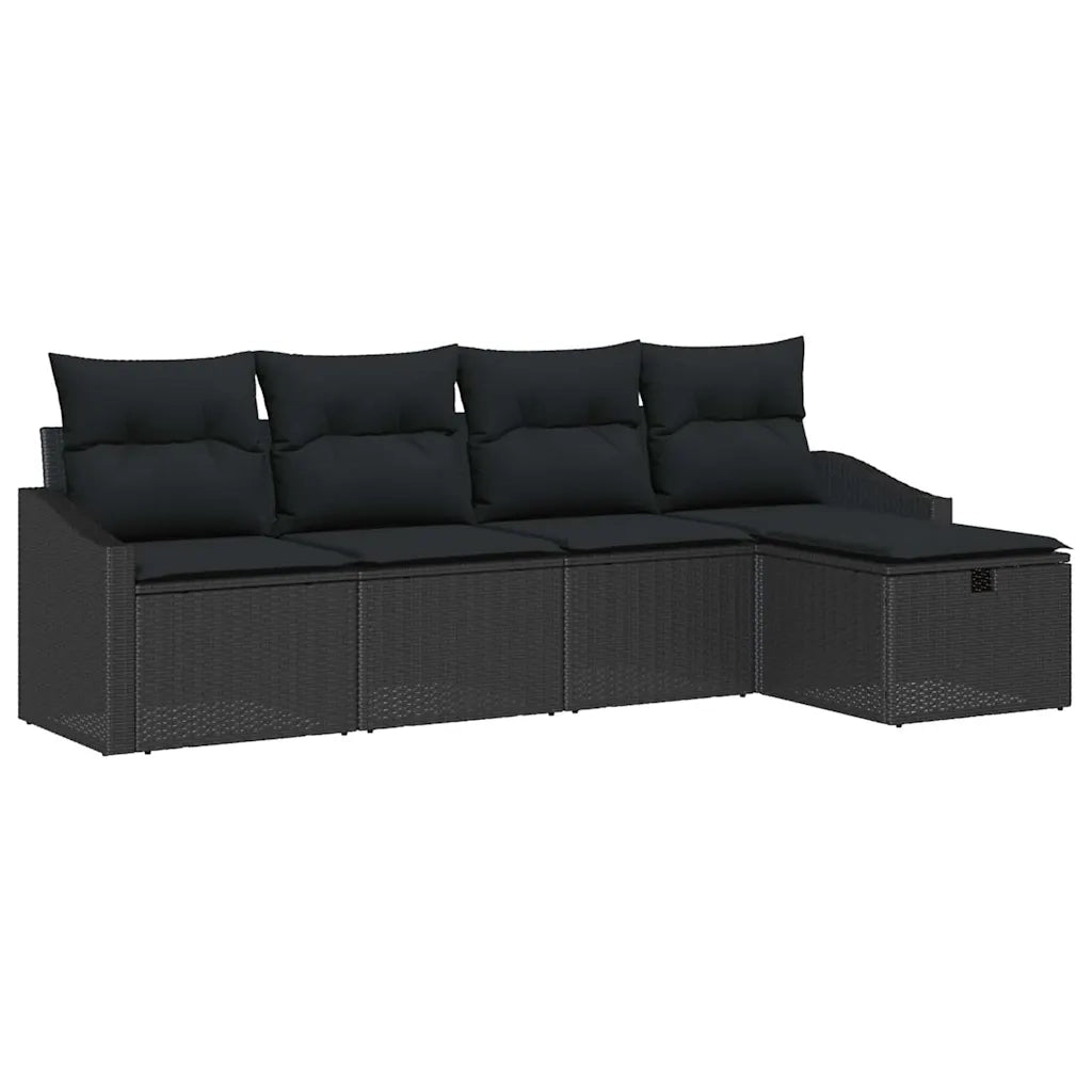 Set di divani con cuscino 5 pcs Nero polyrattan 3359262