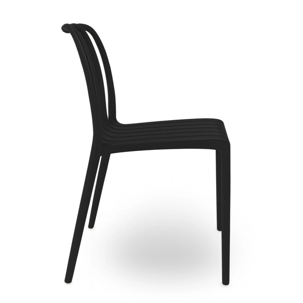 Sedia da esterno Iside in plastica resistente, modello comfort premium nera x4
