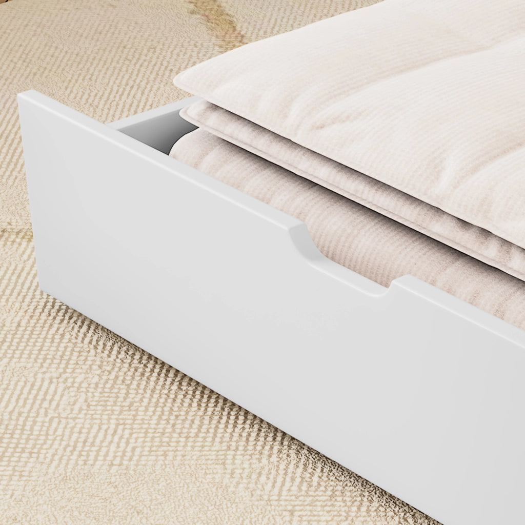 Cassetti contenitori sottoletto con ruote in MDF bianchi per letto da 90 × 200 cm 93 × 66.5 × 20 cm