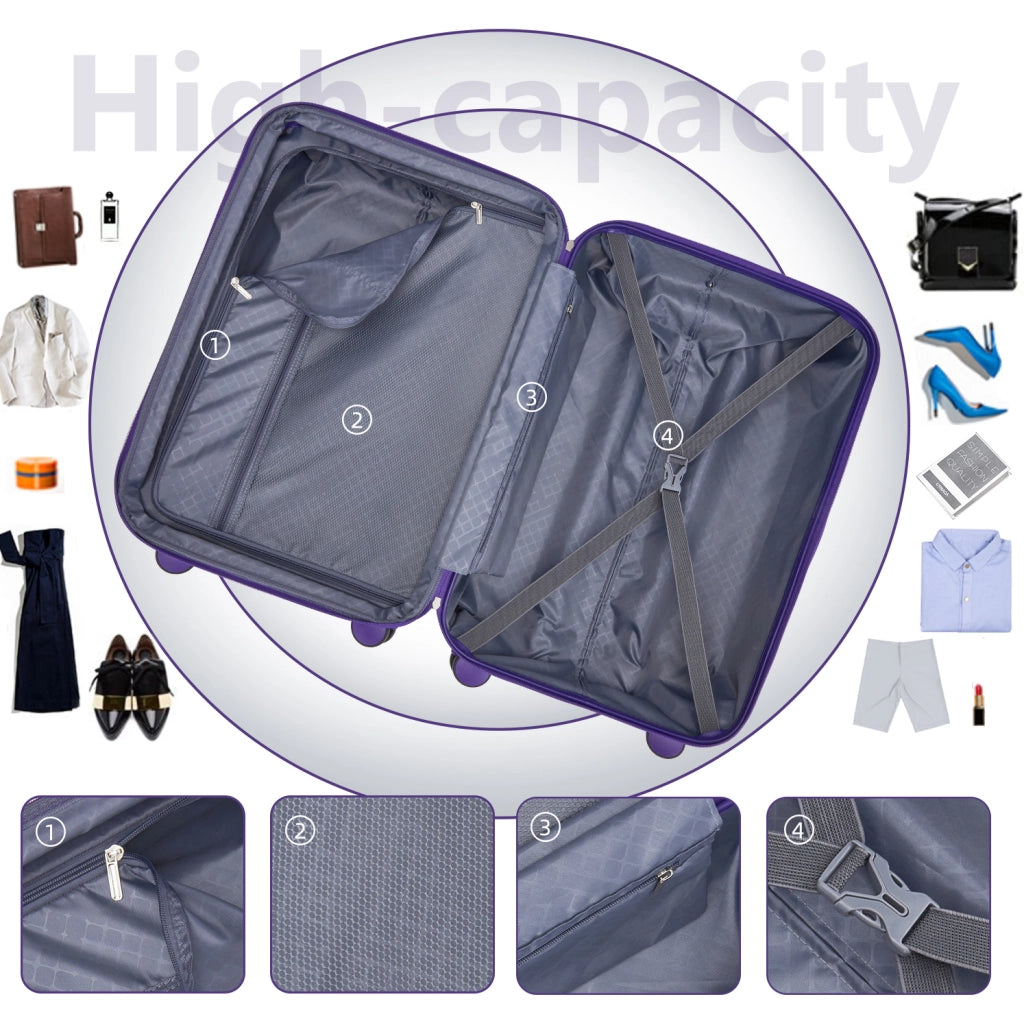 Set di 6 valigie rigide espandibili 48 x 31 x 78 cm in ABS viola -